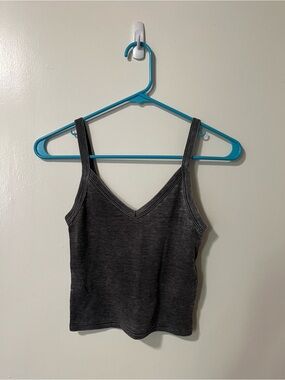 American Eagle Outfitters Cropped Charcoal Ribbed V-Neck Camisole